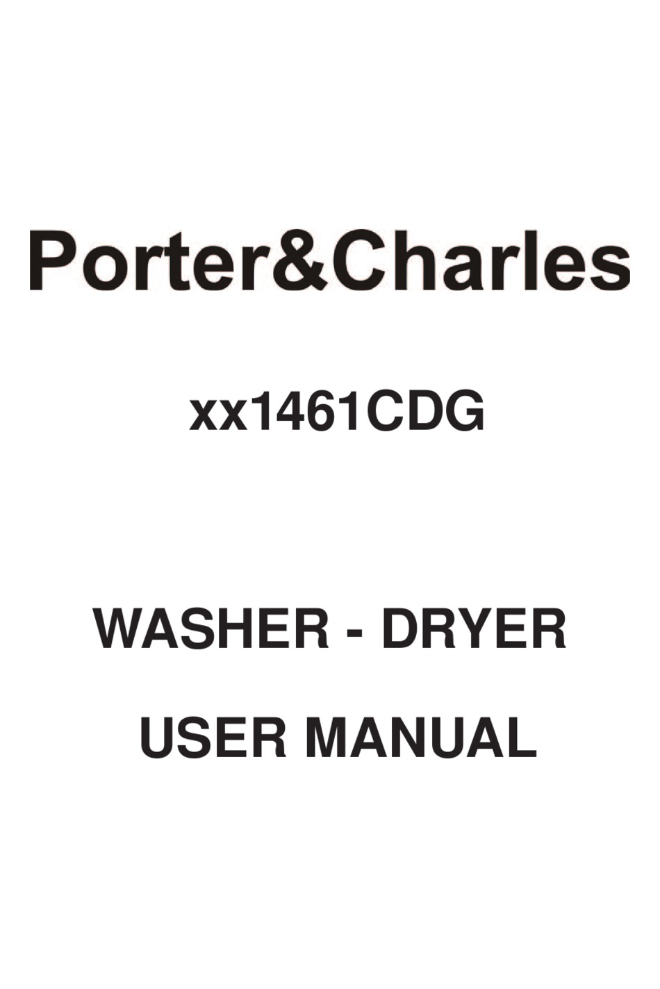 PORTER & CHARLES XX1461CDG SERIES USER MANUAL Pdf Download ManualsLib