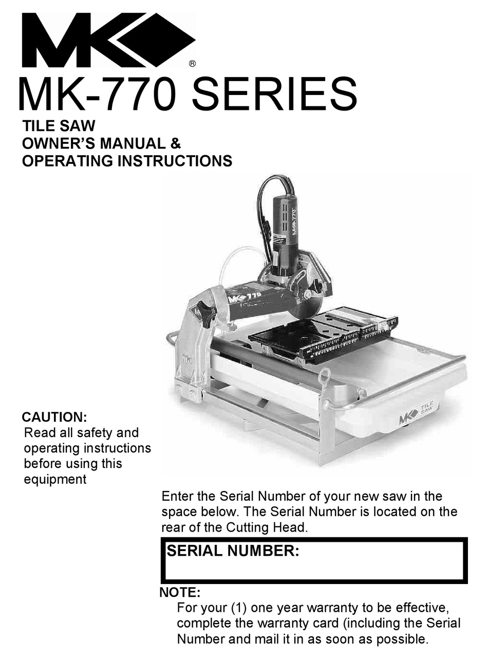 mk 770 tile saw water pump