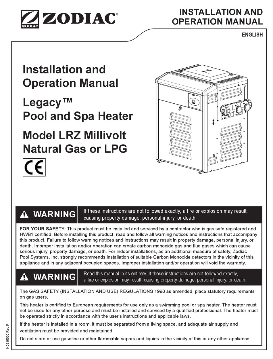 ZODIAC LEGACY LRZ INSTALLATION AND OPERATION MANUAL Pdf Download ...