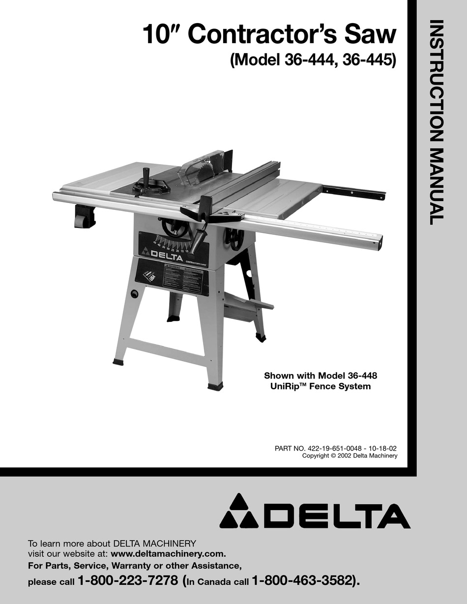 Delta 36 444 Instruction Manual Pdf Download Manualslib