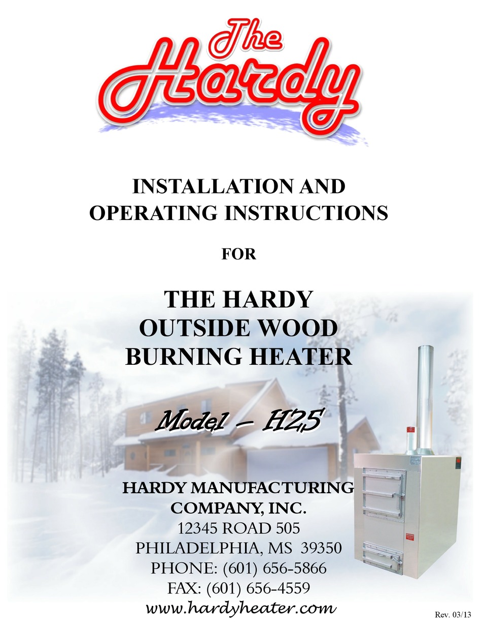 HARDY H25 INSTALLATION AND OPERATING INSTRUCTIONS MANUAL Pdf Download |  ManualsLib