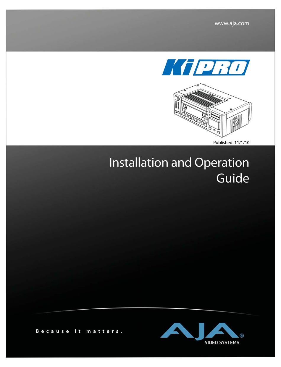 AJA KI PRO INSTALLATION AND OPERATION MANUAL Pdf Download ManualsLib