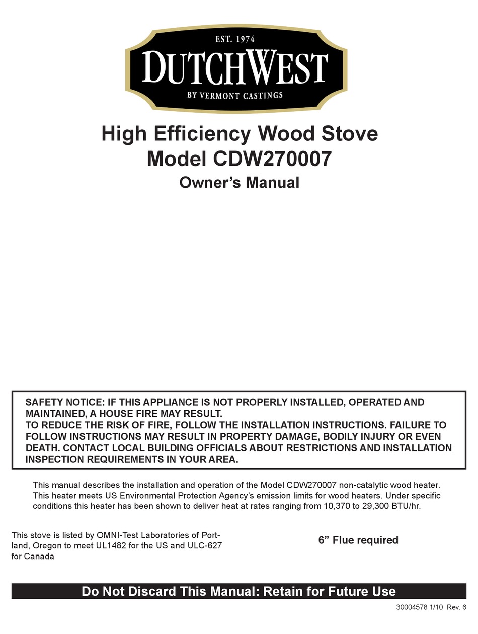 DUTCHWEST CDW270007 OWNER'S MANUAL Pdf Download ManualsLib