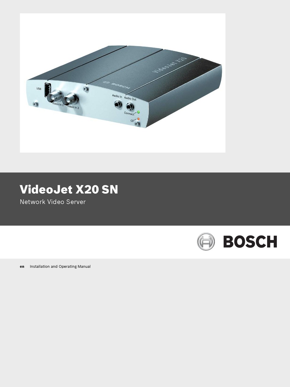 BOSCH VIDEOJET X20 SN INSTALLATION AND OPERATING MANUAL Pdf Download