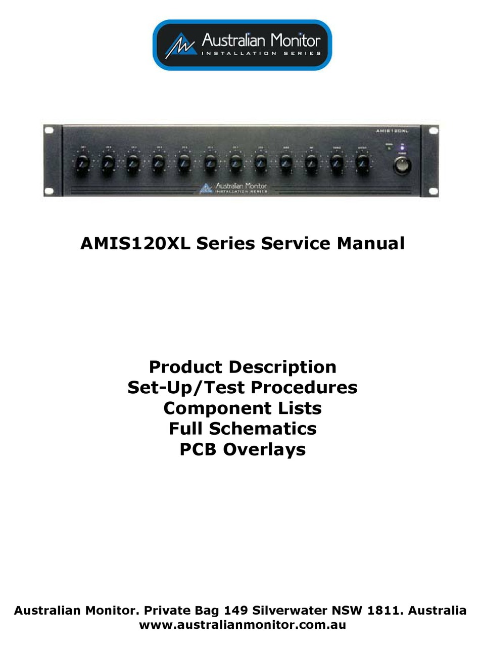AUSTRALIAN MONITOR AMIS120XL SERIES SERVICE Pdf Download | ManualsLib