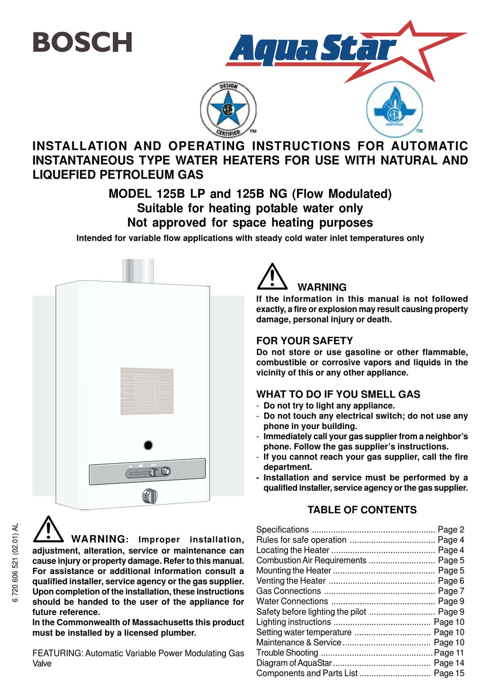 Bosch 125b Lp Installation And Operating Instructions Manual Pdf Download Manualslib