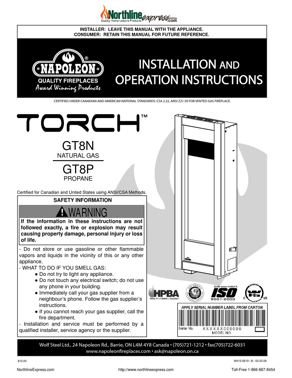 Napoleon Torch Gt8 Fireplace