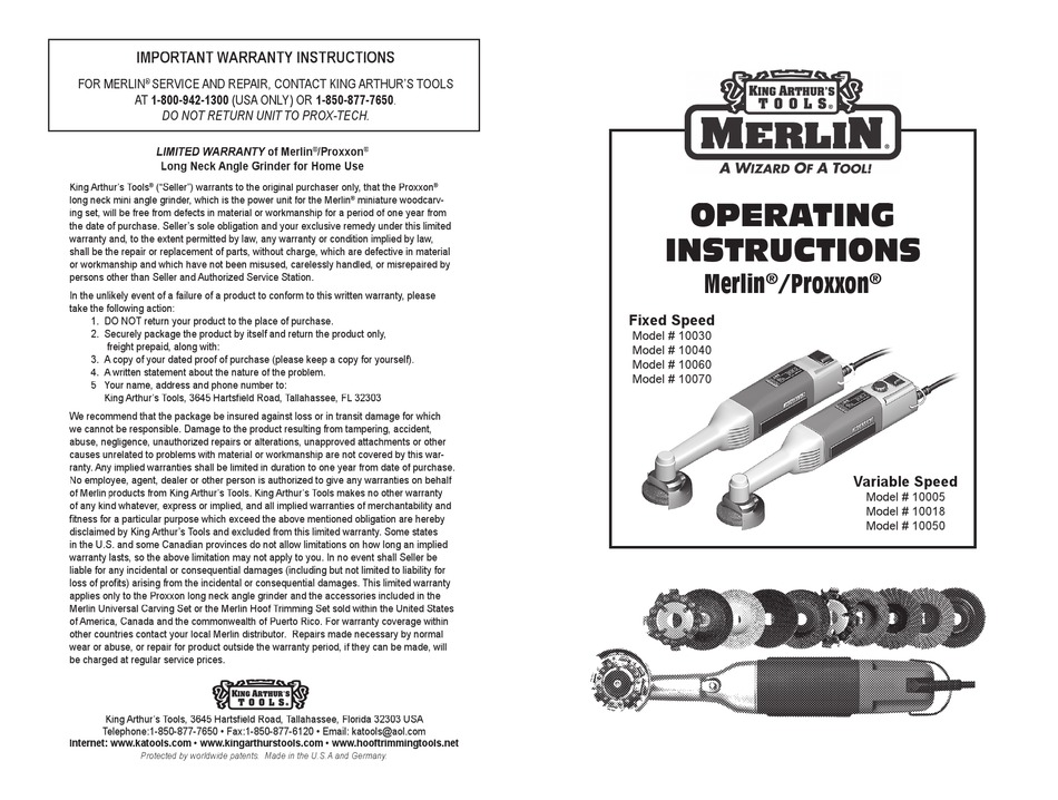 MERLIN 10030 OPERATING INSTRUCTIONS MANUAL Pdf Download | ManualsLib