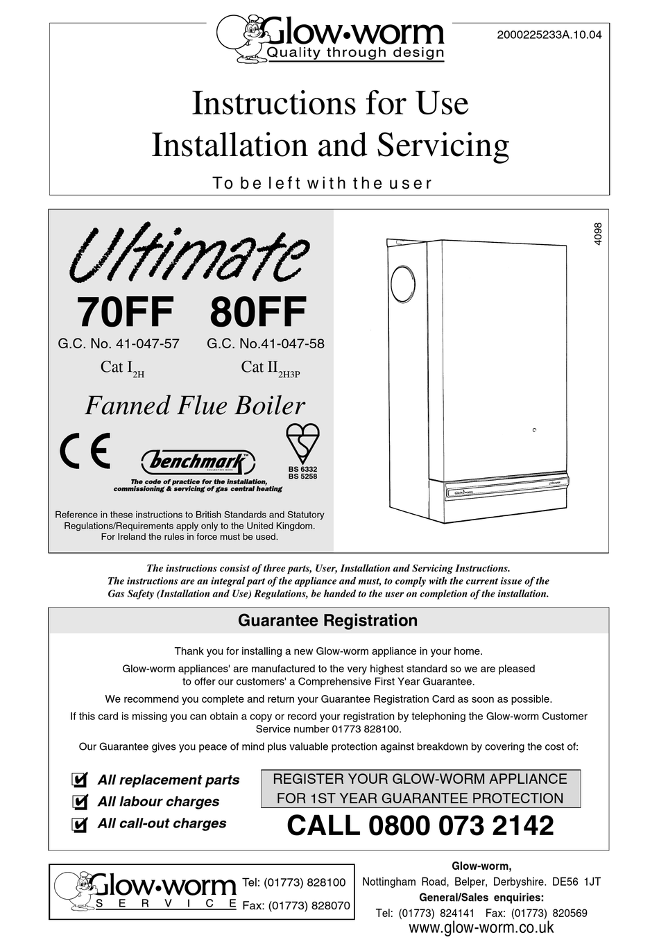 glow-worm-ultimate-70ff-instructions-for-use-installation-and-servicing