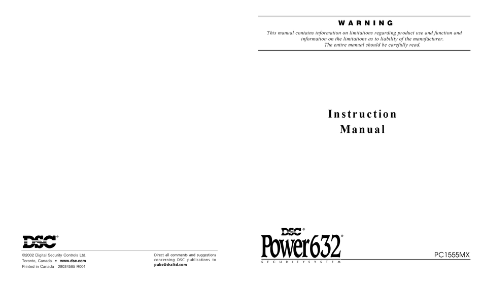 Dsc Pc1555mx Instruction Manual Pdf Download Manualslib