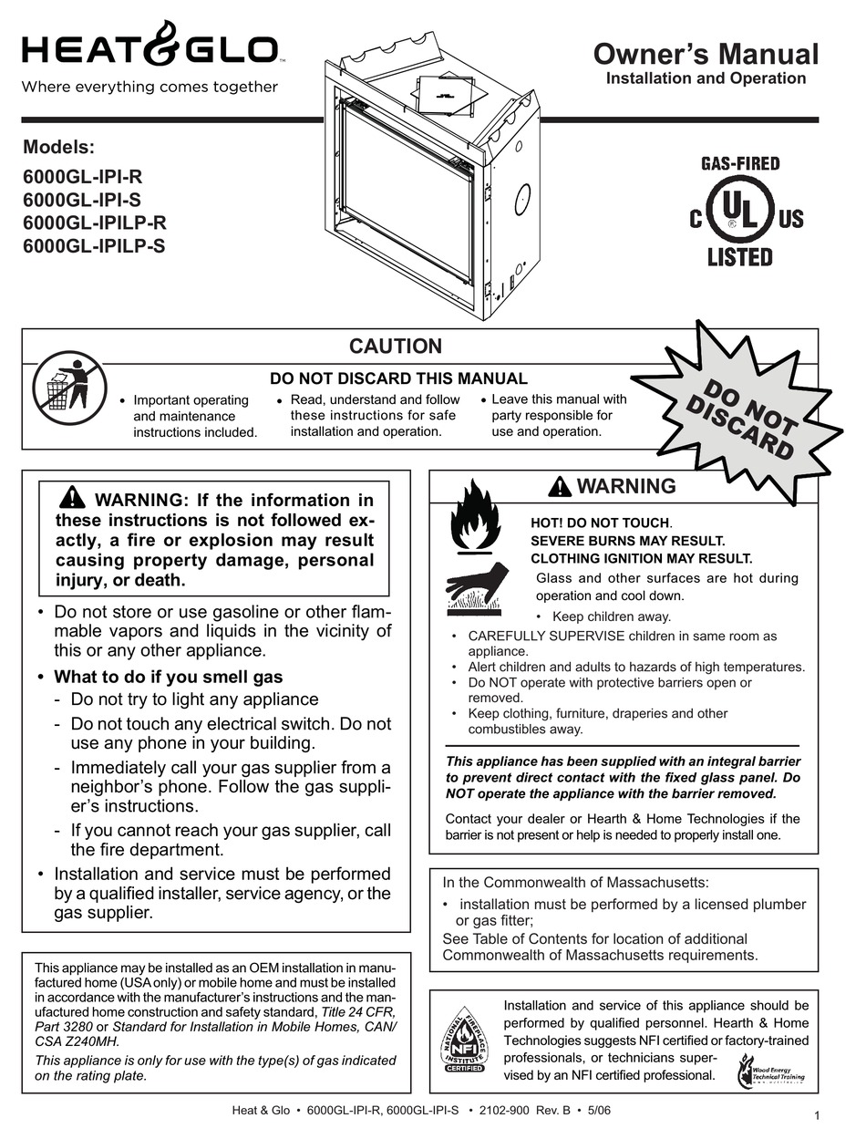 HEAT & GLO 6000GLIPIR OWNER