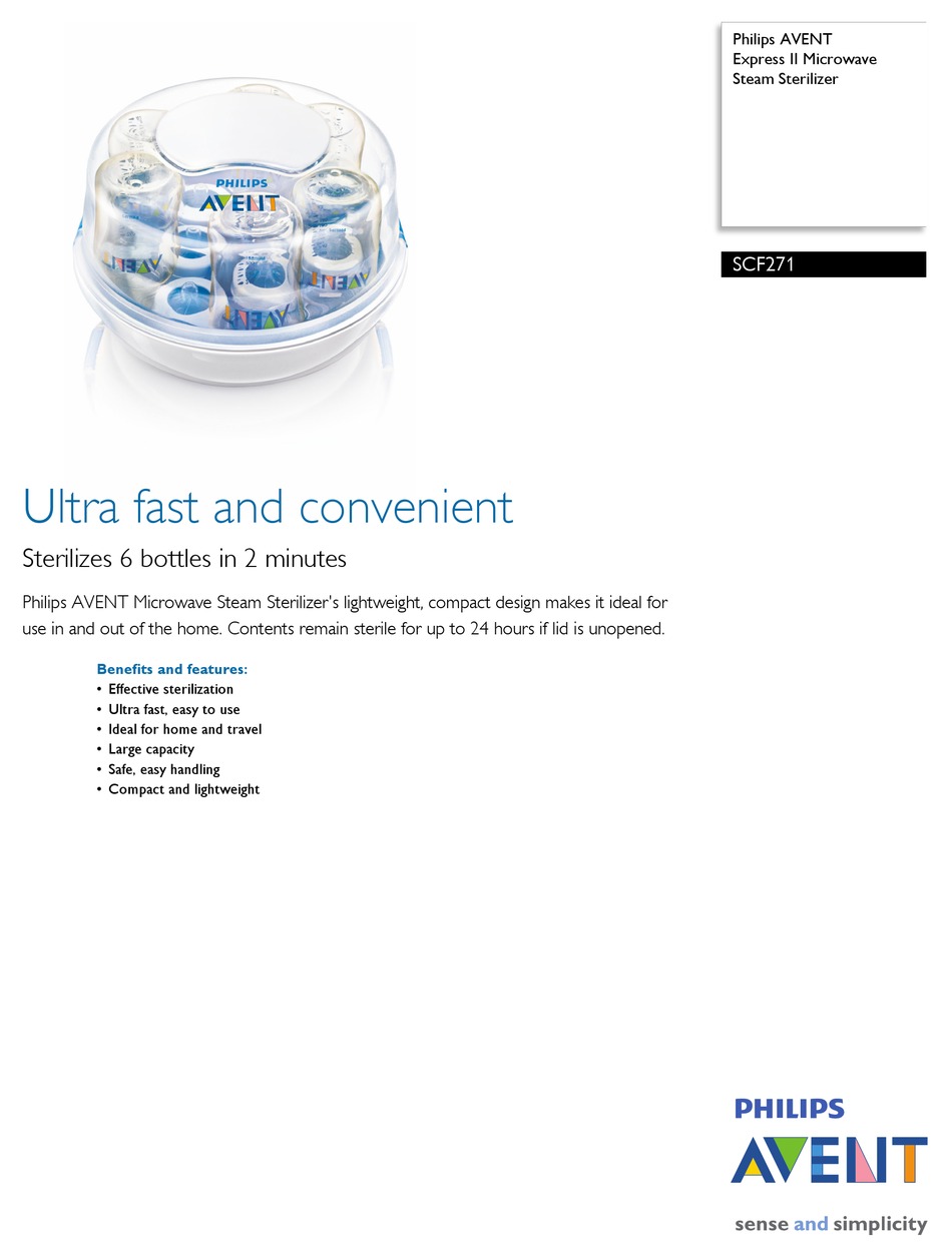 PHILIPS AVENT SCF271 SPECIFICATIONS Pdf Download ManualsLib