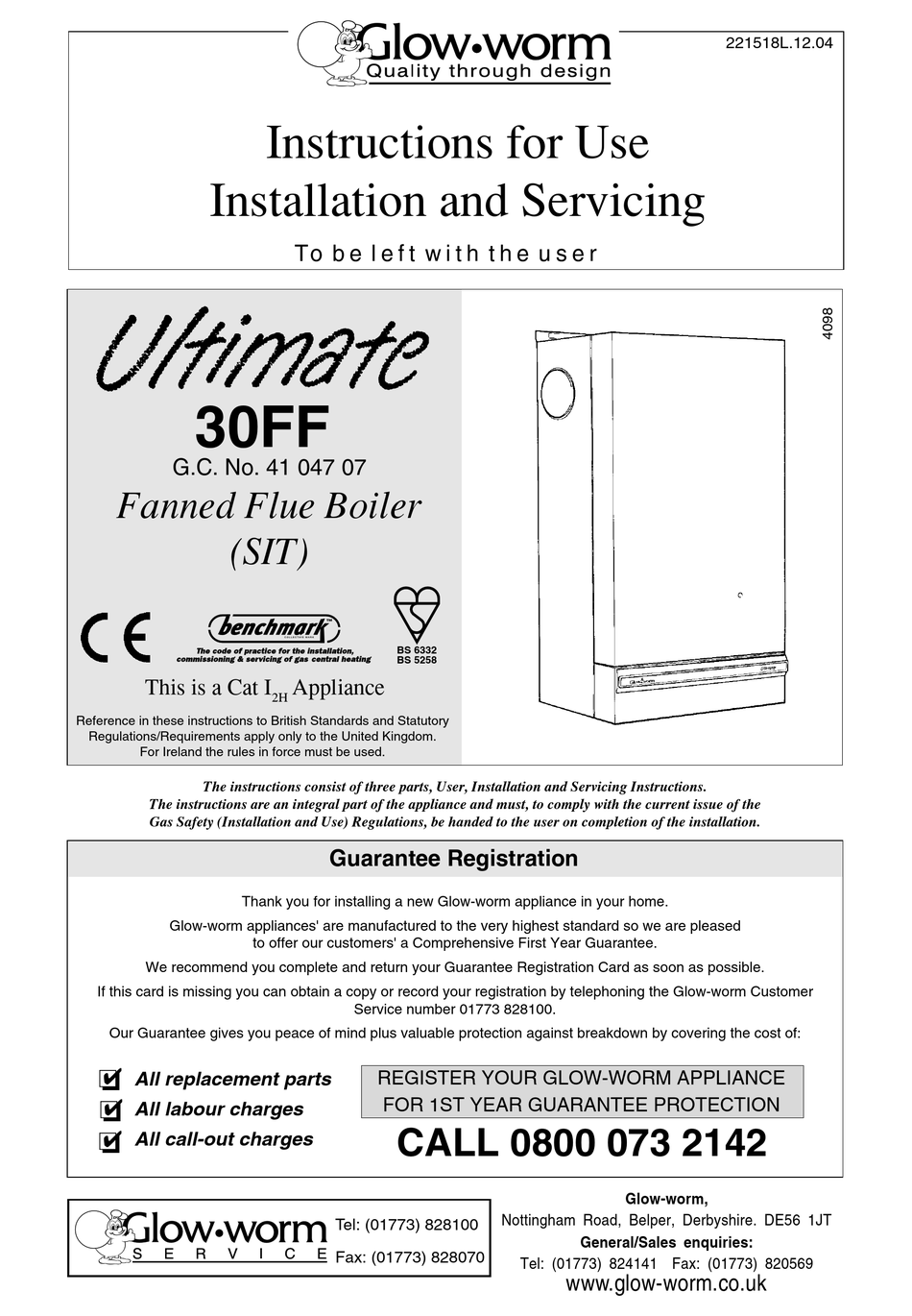 glow-worm-ultimate-30ff-instructions-for-use-installation-and-servicing