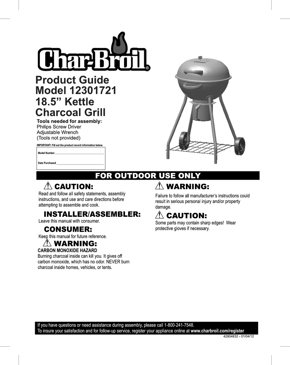 CHARBROIL 12301721 PRODUCT MANUAL Pdf Download ManualsLib