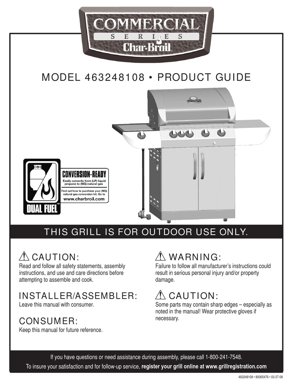 CHAR BROIL 463248108 PRODUCT MANUAL Pdf Download ManualsLib