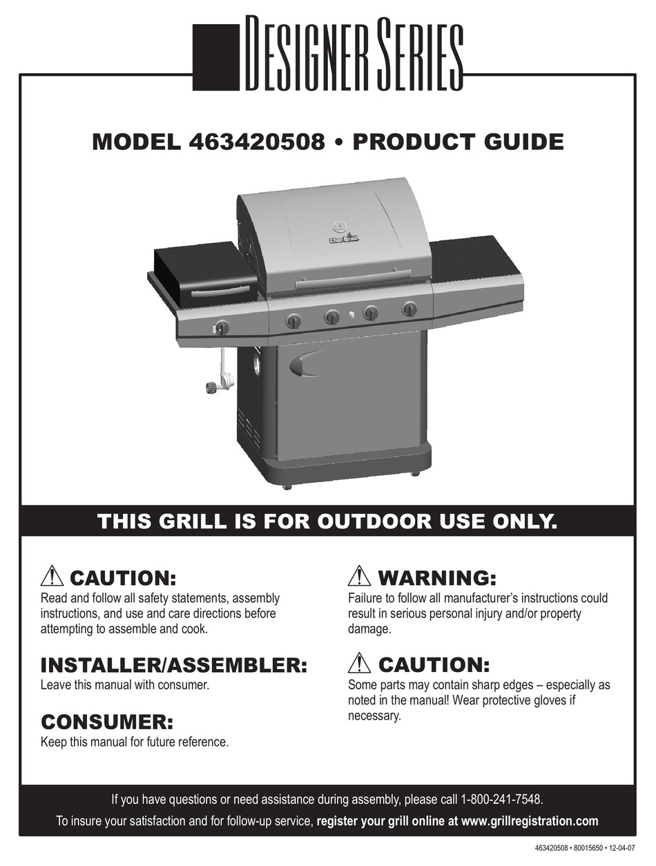 CHAR BROIL 463420508 PRODUCT MANUAL Pdf Download ManualsLib