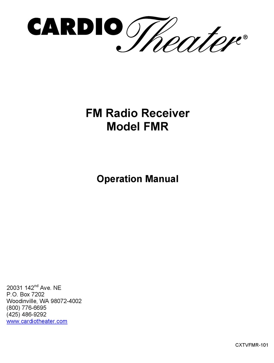 CARDIO THEATER FMR OPERATION MANUAL Pdf Download ManualsLib