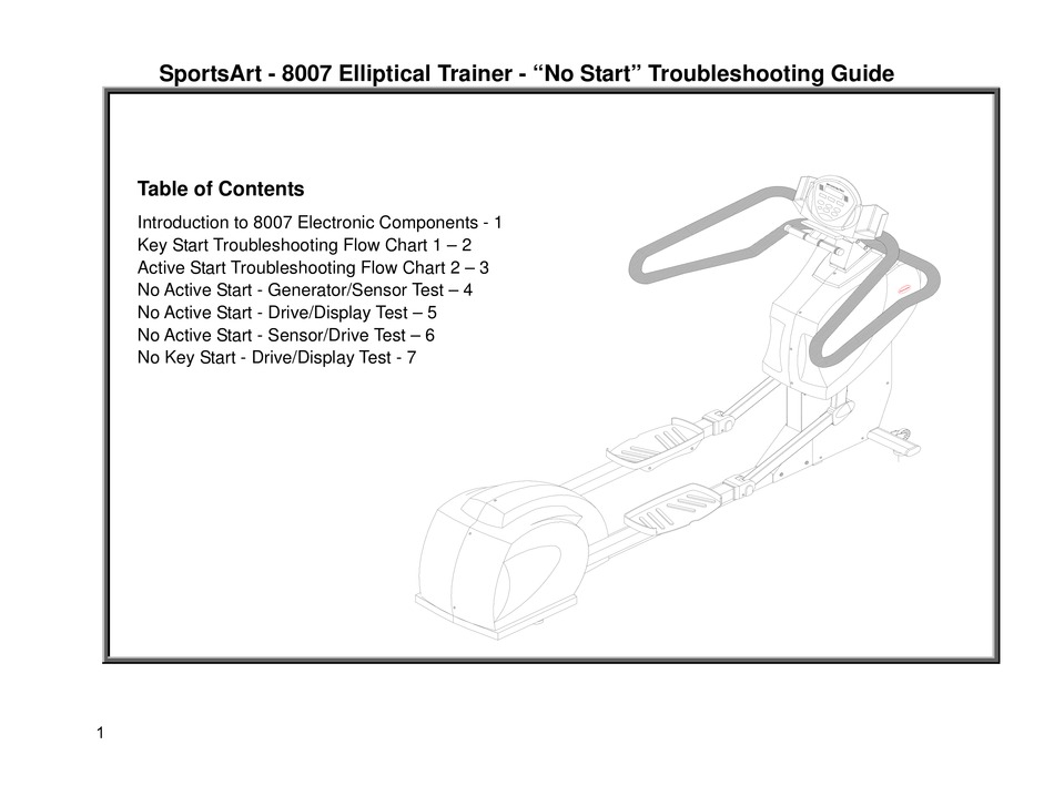SPORTSART FITNESS “NO START” 8007 TROUBLESHOOTING MANUAL Pdf Download