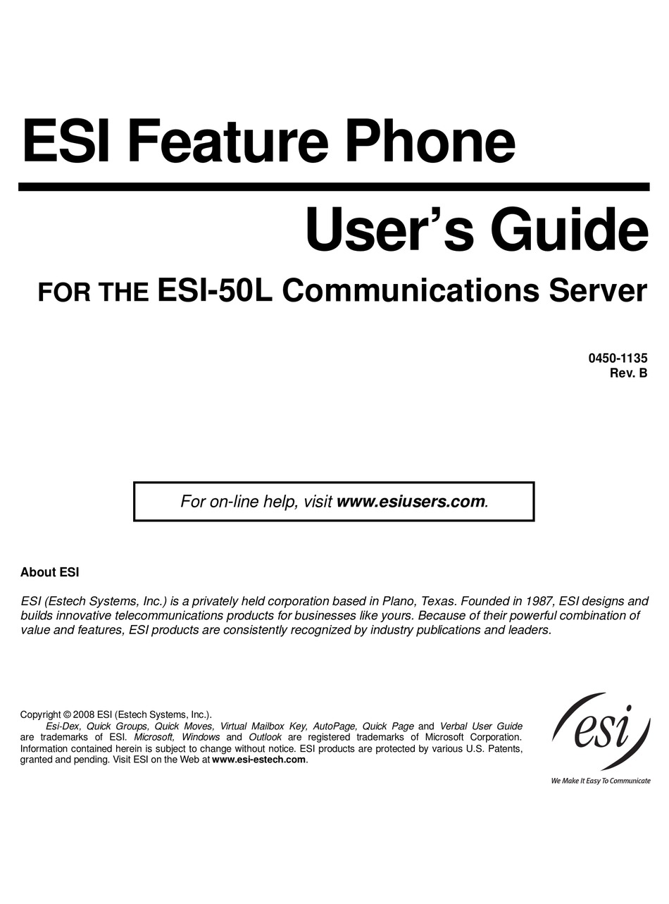 ESI 50L USER MANUAL Pdf Download | ManualsLib