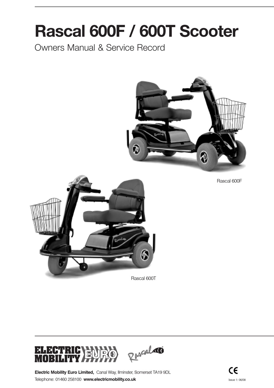 ELECTRIC MOBILITY RASCAL 600F OWNERS MANUAL & SERVICE RECORD Pdf