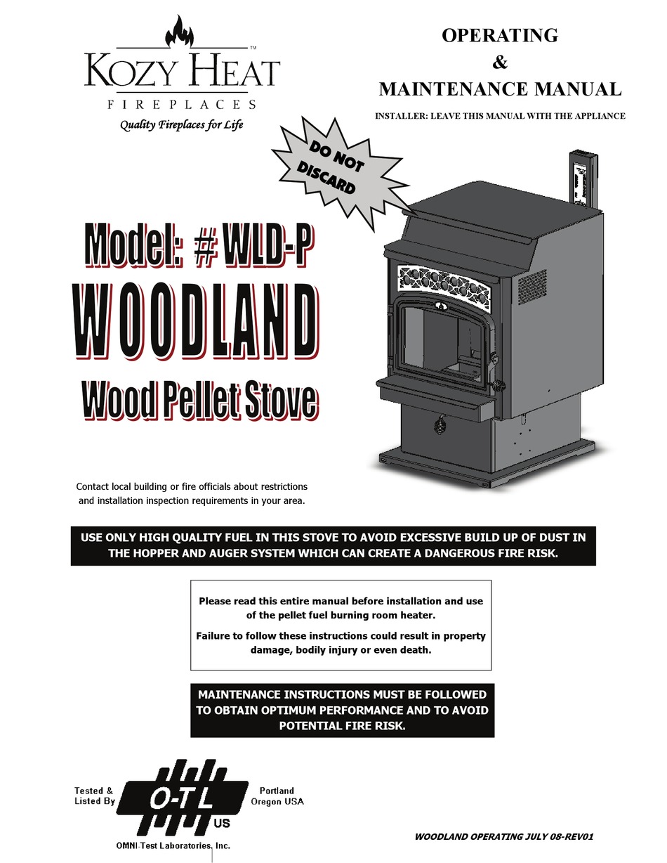 Replacement Parts; Description - kozy heat Woodland WLD-P Operating u0026  Maintenance Manual [Page 15] | ManualsLib