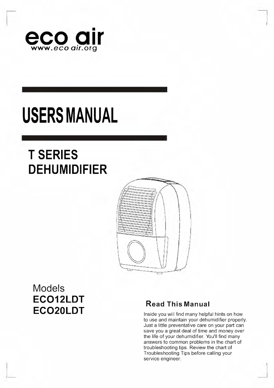 ECO AIR ECOI2LDT USER MANUAL Pdf Download ManualsLib