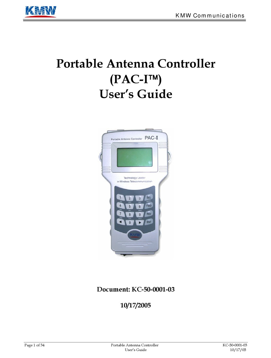KMW COMMUNICATIONS PACI USER MANUAL Pdf Download ManualsLib