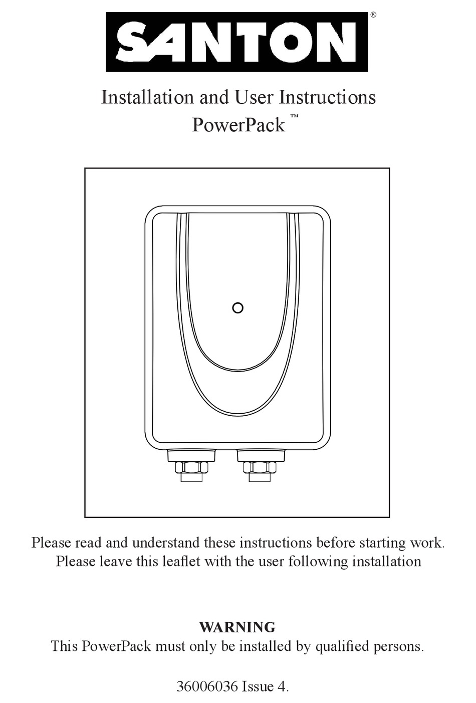 SANTON POWERPACK INSTALLATION AND USER INSTRUCTIONS MANUAL Pdf Download
