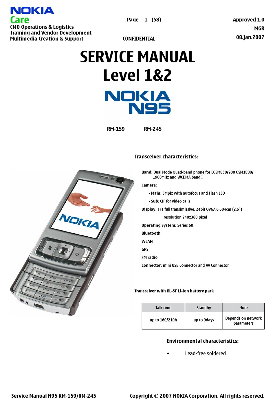 N95 SERVICE MANUAL Pdf Download |