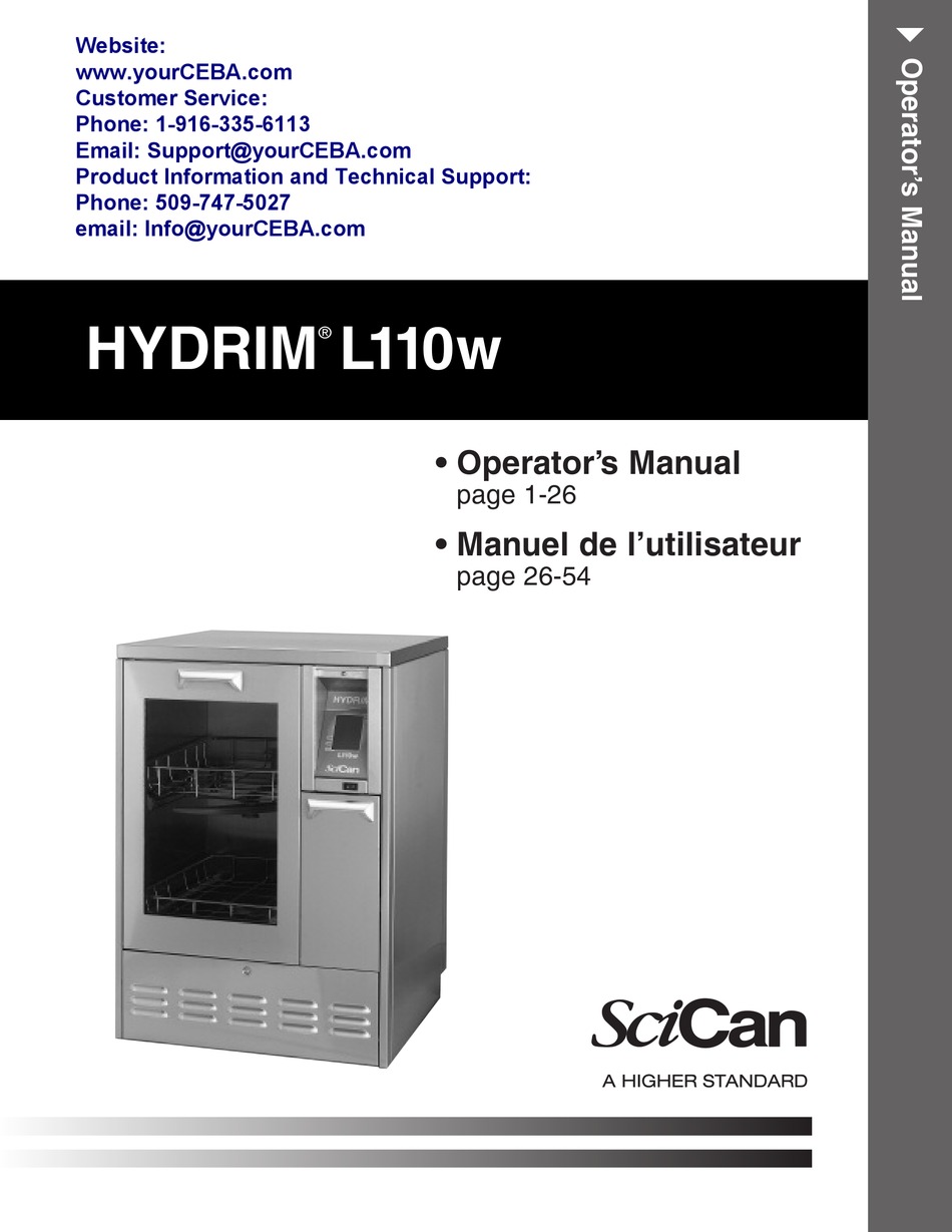 SCICAN HYDRIM L110W OPERATOR