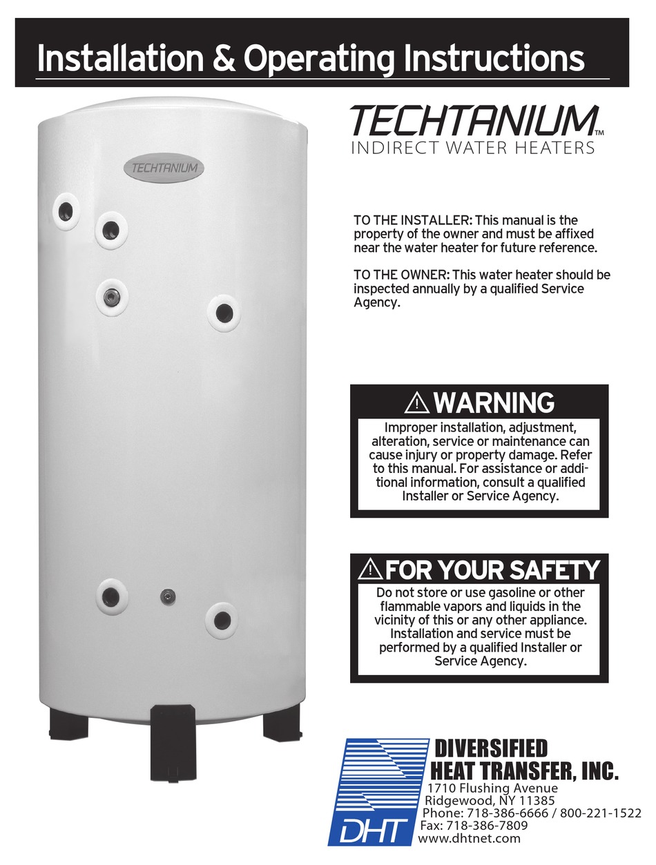 DHT TECHTANIUM TT40 INSTALLATION & OPERATING INSTRUCTIONS INSTALLATION