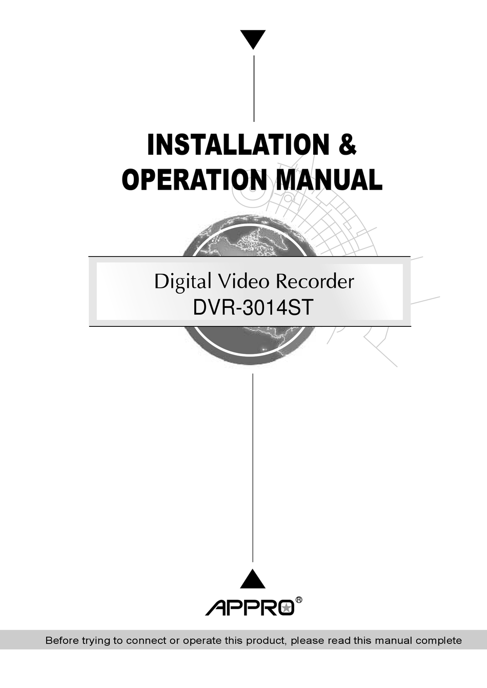 APPRO DVR3014ST INSTALLATION & OPERATION MANUAL Pdf Download ManualsLib