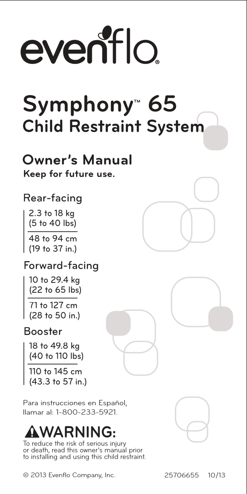 EVENFLO SYMPHONY 65 OWNER'S MANUAL Pdf Download | ManualsLib