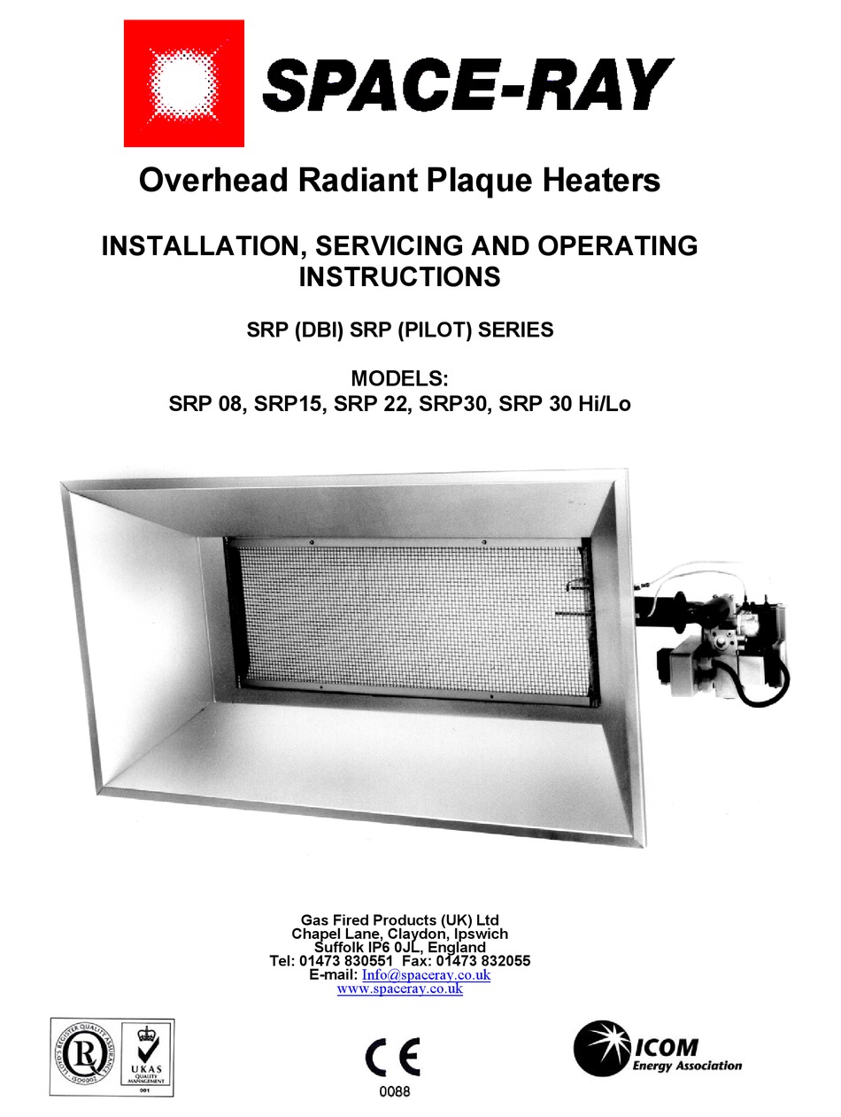 SPACERAY SRP 08 INSTALLATION, SERVICING AND OPERATING INSTRUCTIONS Pdf