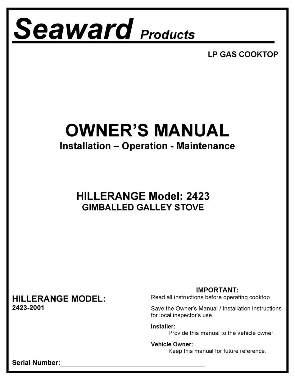 Seaward Hillerange 2423 Owner S Manual Pdf Download Manualslib