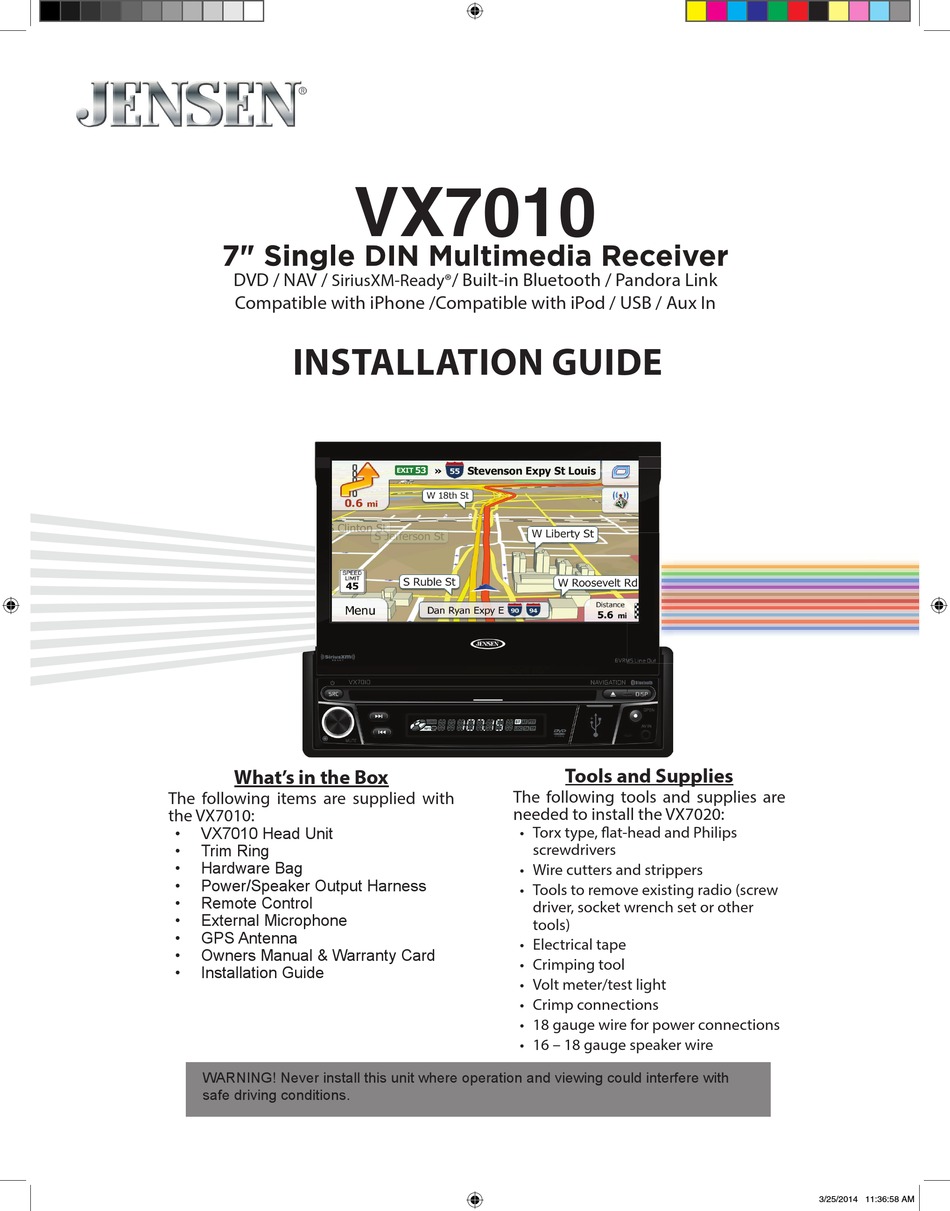 Jensen Vx7010 Installation Manual Pdf Download Manualslib