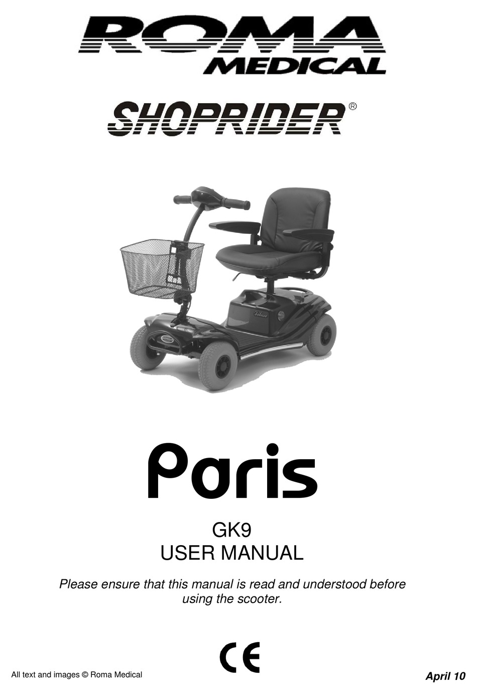 ROMA MEDICAL SHOPRIDER PARIS GK9 USER MANUAL Pdf Download | ManualsLib