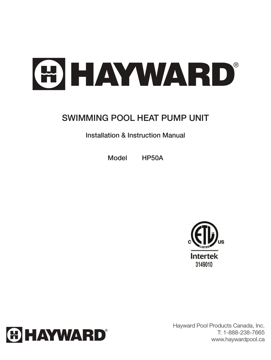HAYWARD HP50A INSTALLATION INSTRUCTIONS MANUAL Pdf Download ManualsLib
