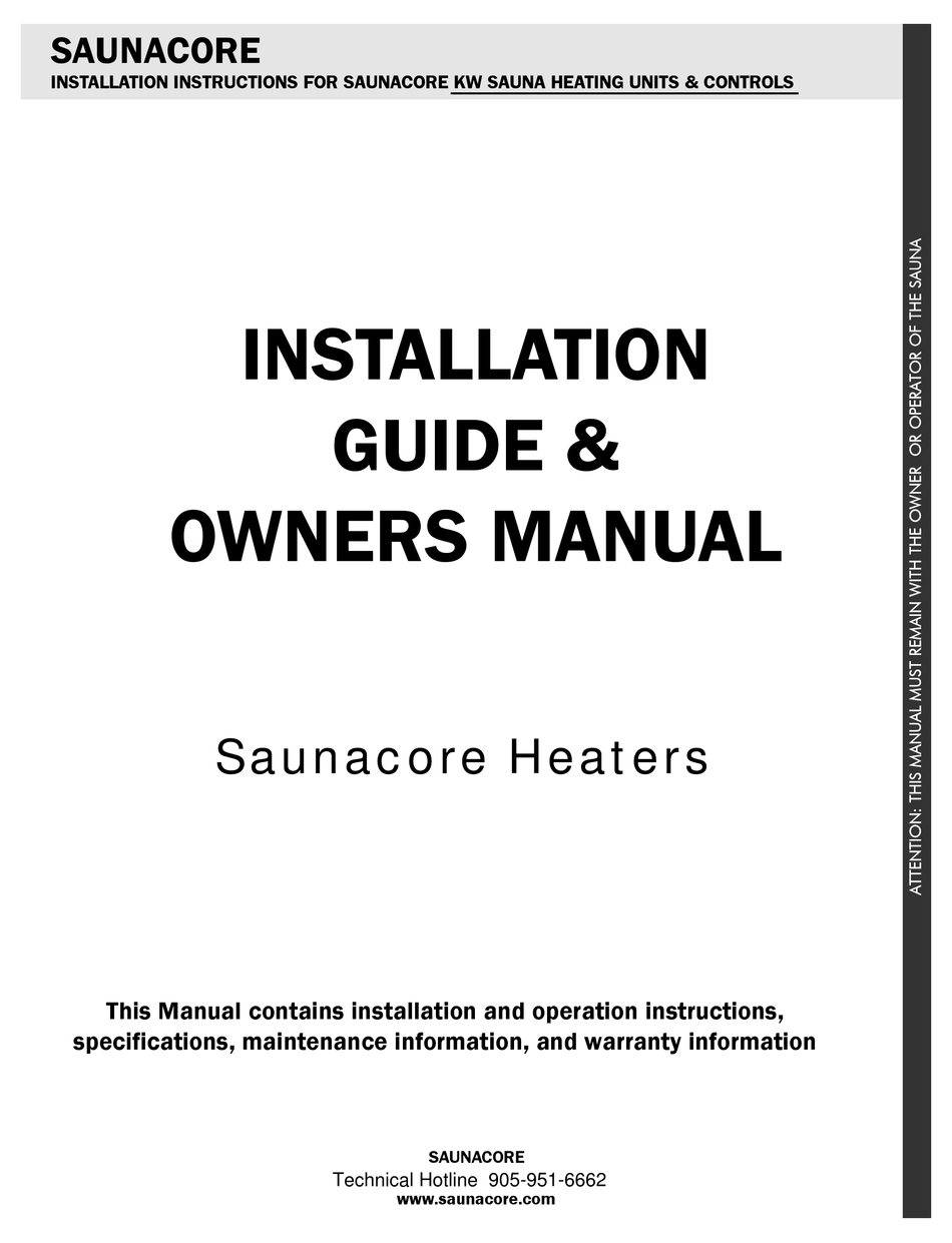 SAUNACORE HEATERS INSTALLATION MANUAL & OWNER'S MANUAL Pdf Download