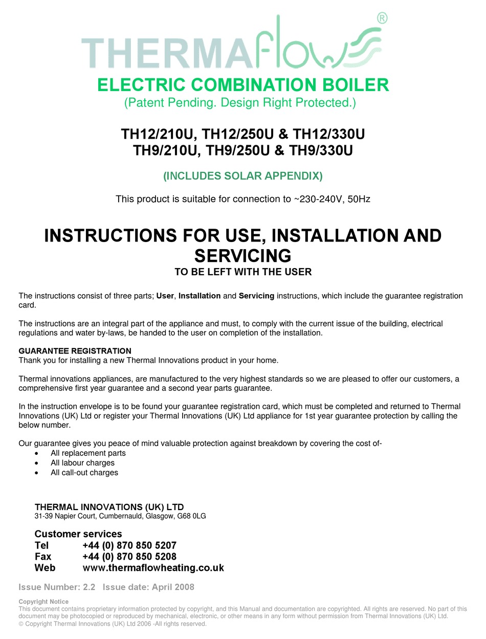 TH12 250U M3 Electric Boiler - Thermaflow