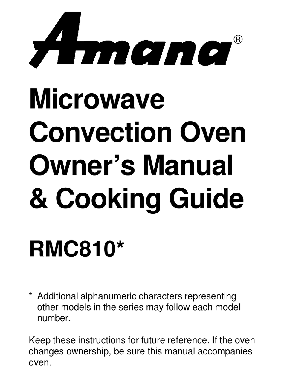 AMANA RMC810 SERIES OWNER