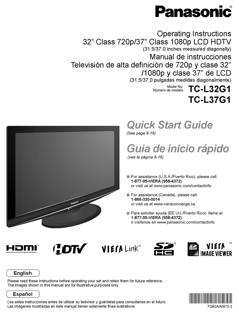 PANASONIC TCL32G1 QUICK START MANUAL Pdf Download ManualsLib