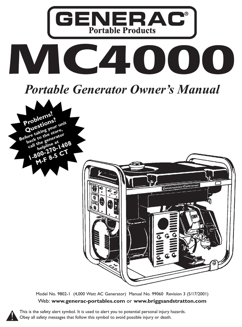 GENERAC POWER SYSTEMS MC4000 OWNER'S MANUAL Pdf Download | ManualsLib