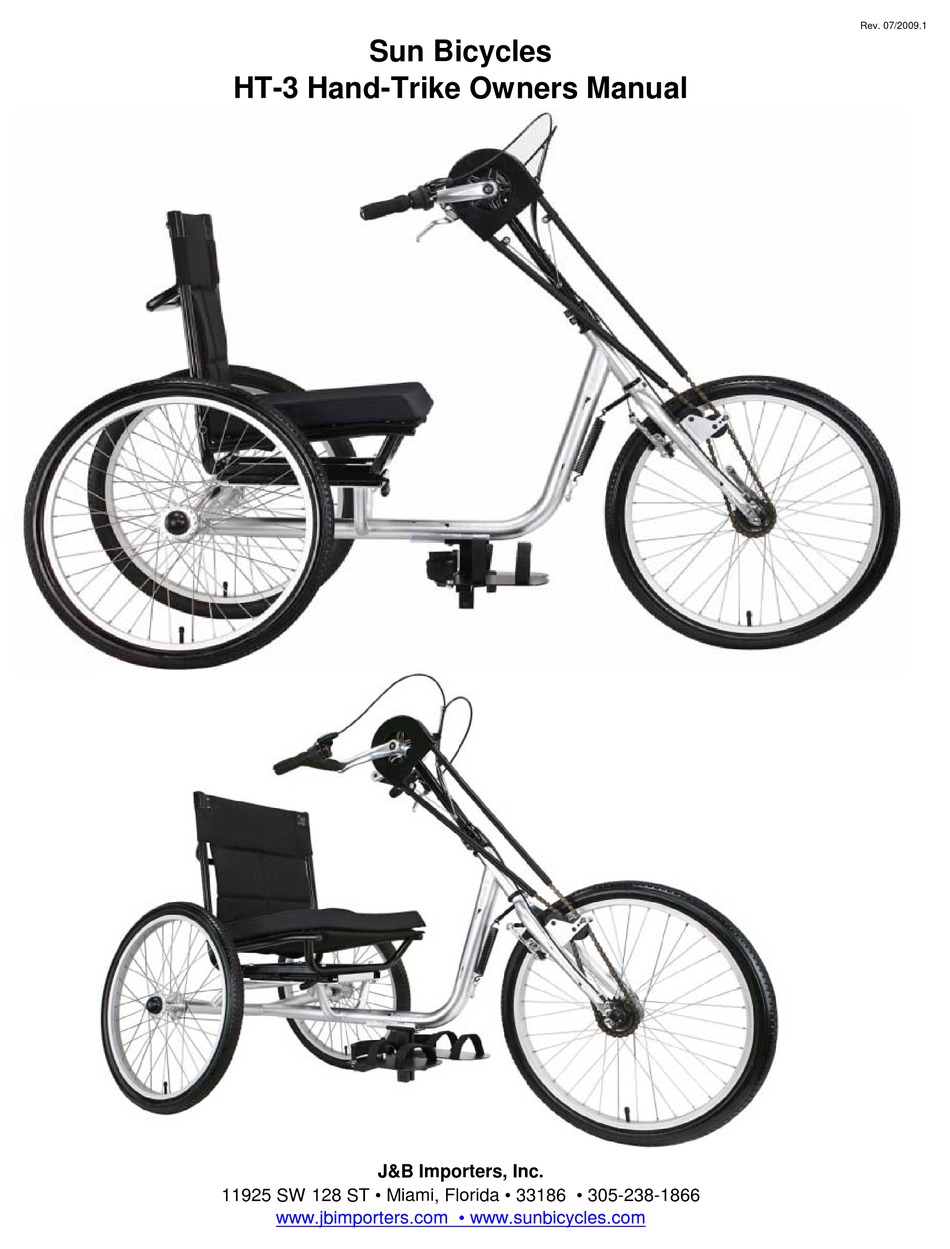 J&B IMPORTERS SUN BICYCLES HT3 HANDTRIKE OWNER