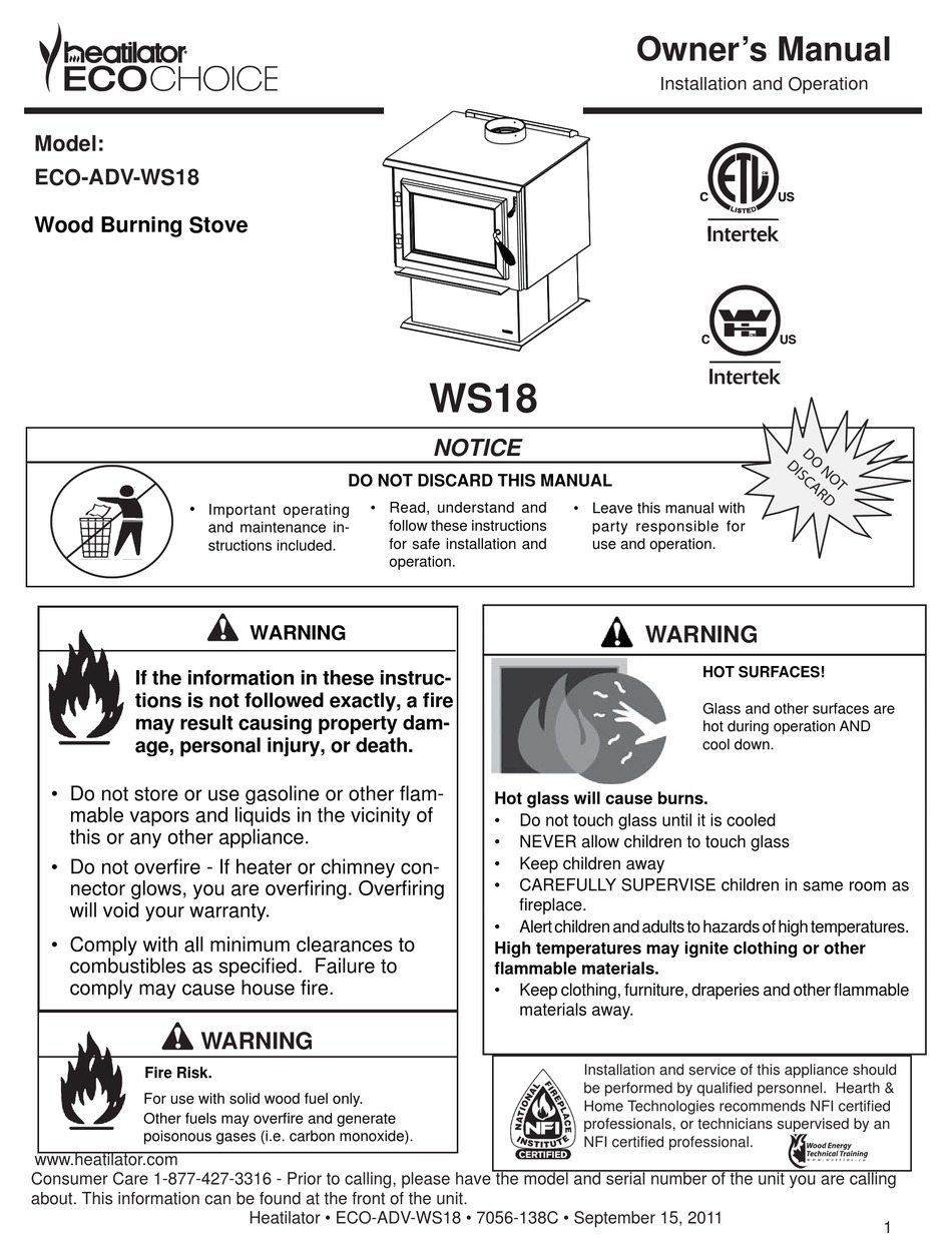 Heatilator Eco Choice Ceramic Blanket For WS22 Wood Stove