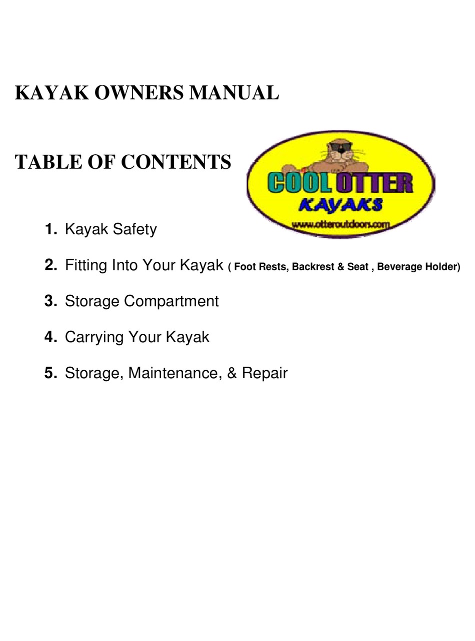 OTTER OUTDOORS KAYAK OWNER'S MANUAL Pdf Download ManualsLib