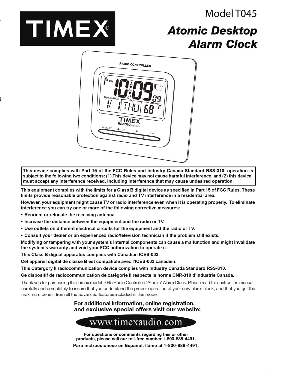 timex atomic time instruction manual