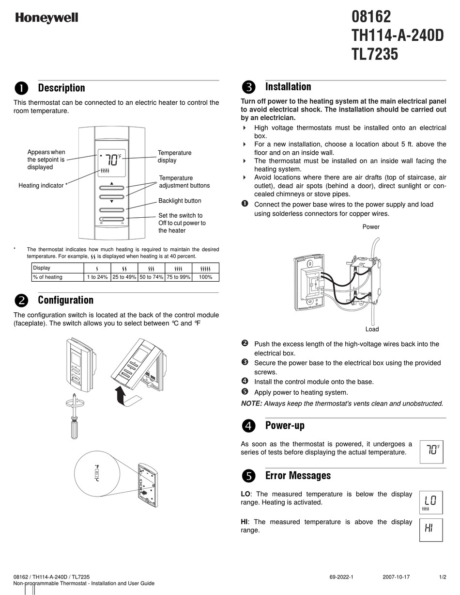 HONEYWELL 8162 USER MANUAL Pdf Download | ManualsLib