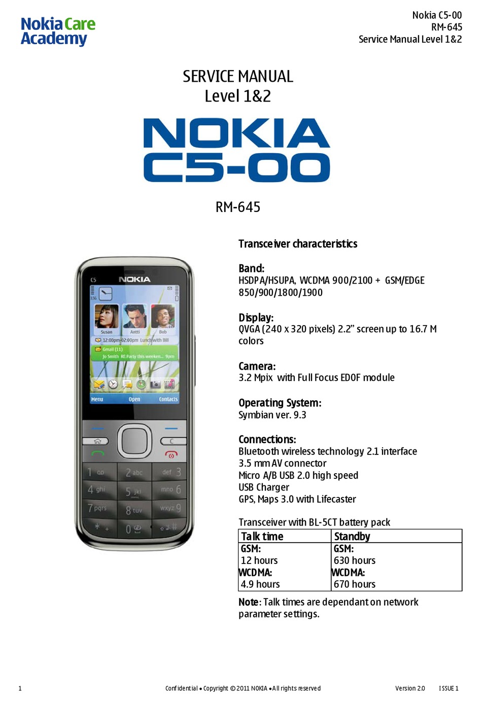 Nokia C5-00 Service Manual Pdf Download | Manualslib