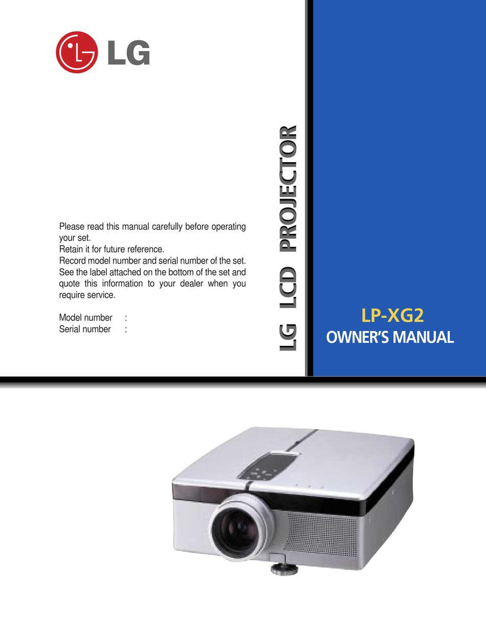 LG LP-XG2 OWNER'S MANUAL Pdf Download | ManualsLib